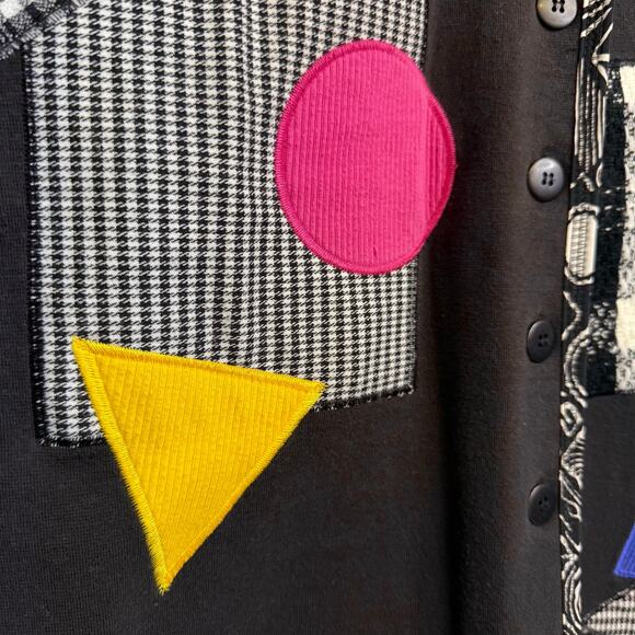 Vintage 90’s Vest Neon Retro Cotton Small Bechamel Patchwork Geometric Shapes - Picture 6 of 9